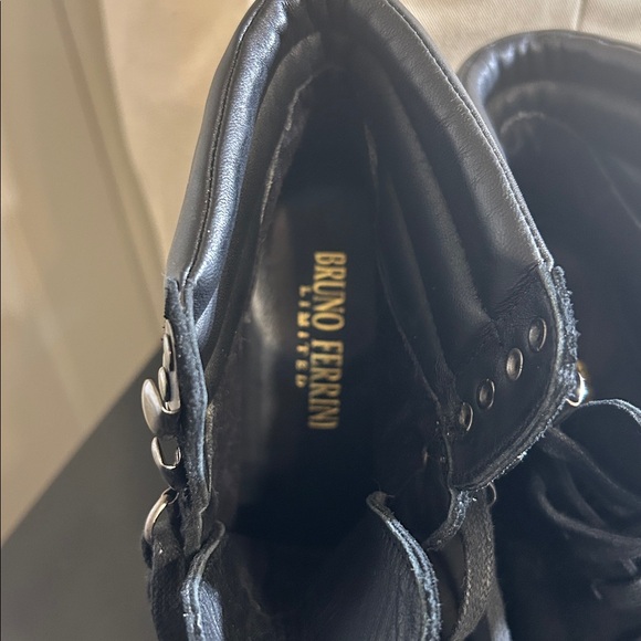 Bruno Ferrini Black Lace Up Women's Combat Leather & Suede Boots/GUC/No Box - Picture 4 of 11